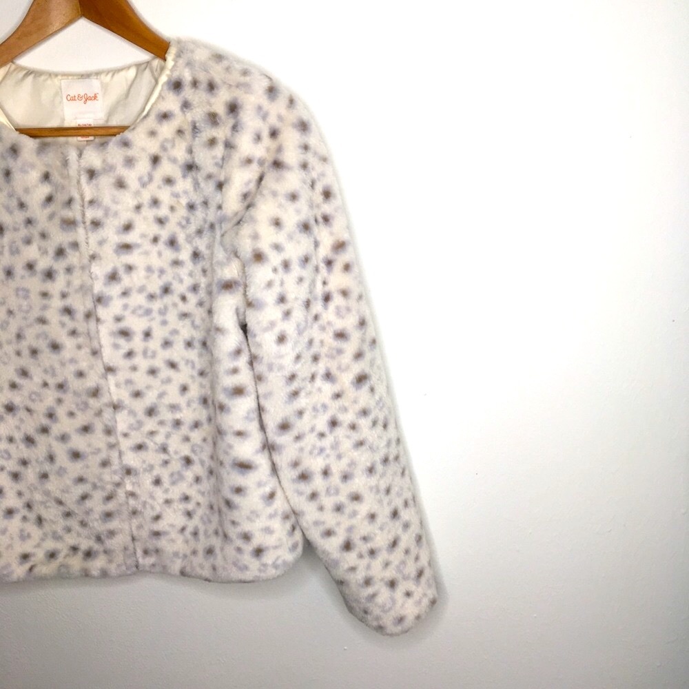 Cat & Jack White & Brown Leopard Coat XL 14/16 - Picture 6 of 9